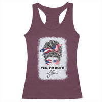Yes I’m Both Puerto Rican American Racerback Tank Top Messy Bun Boricua Woman Pride