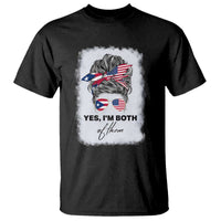 Yes I’m Both Puerto Rican American T Shirt Messy Bun Boricua Woman Pride