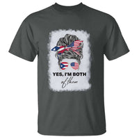Yes I’m Both Puerto Rican American T Shirt Messy Bun Boricua Woman Pride
