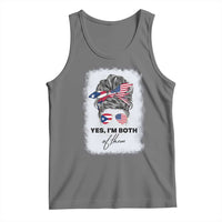 Yes I’m Both Puerto Rican American Tank Top Messy Bun Boricua Woman Pride