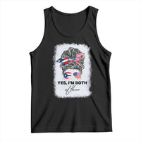 Yes I’m Both Puerto Rican American Tank Top Messy Bun Boricua Woman Pride