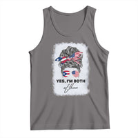 Yes I’m Both Puerto Rican American Tank Top Messy Bun Boricua Woman Pride