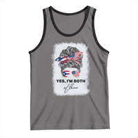 Yes I’m Both Puerto Rican American Tank Top Messy Bun Boricua Woman Pride