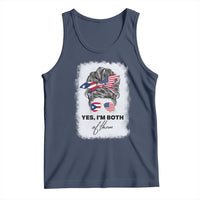Yes I’m Both Puerto Rican American Tank Top Messy Bun Boricua Woman Pride