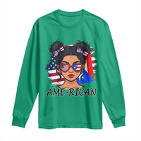 Puerto Rican American Girl Long Sleeve Shirt AME-RICAN Boricua Pride