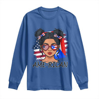 Puerto Rican American Girl Long Sleeve Shirt AME-RICAN Boricua Pride