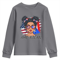 Puerto Rican American Girl Youth Sweatshirt AME-RICAN Boricua Pride
