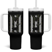 Deer Hunting Camo Puerto Rican Flag Tumbler With Handle Boricua Hunters
