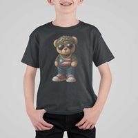 Camo Teddy Bear Puerto Rico Flag T Shirt For Kid Camouflage Rican Boricua - Wonder Print Shop