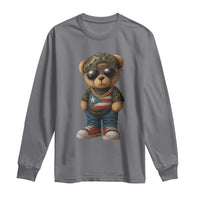 Camo Teddy Bear Puerto Rico Flag Long Sleeve Shirt Camouflage Rican Boricua - Wonder Print Shop