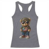 Camo Teddy Bear Puerto Rico Flag Racerback Tank Top Camouflage Rican Boricua - Wonder Print Shop
