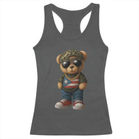 Camo Teddy Bear Puerto Rico Flag Racerback Tank Top Camouflage Rican Boricua - Wonder Print Shop