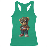 Camo Teddy Bear Puerto Rico Flag Racerback Tank Top Camouflage Rican Boricua - Wonder Print Shop