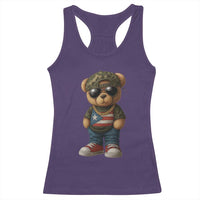 Camo Teddy Bear Puerto Rico Flag Racerback Tank Top Camouflage Rican Boricua - Wonder Print Shop