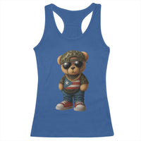 Camo Teddy Bear Puerto Rico Flag Racerback Tank Top Camouflage Rican Boricua - Wonder Print Shop
