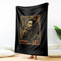 Vintage Marley Guitarist Throw Blanket Rastaman Rastafari Music Vibes Only Rasta Jamaica Reggae - Wonder Print Shop