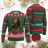 Vintage Marley Guitarist Ugly Christmas Sweater Rastaman Rastafari Music Vibes Only Rasta Jamaica Reggae - Wonder Print Shop