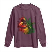 Marley Guitarist Long Sleeve Shirt Smoke Cannabis Leaf 420 Rastafari Rasta Reggae Music - Wonder Print Shop