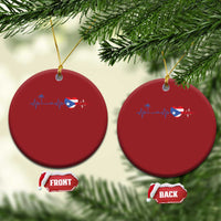 Puerto Rico Flag Christmas Ornament Heartbeat EKG Pulse Boricua Pride Summer Beach - Wonder Print Shop