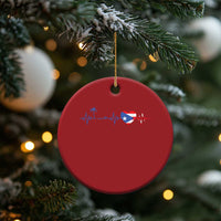Puerto Rico Flag Christmas Ornament Heartbeat EKG Pulse Boricua Pride Summer Beach - Wonder Print Shop