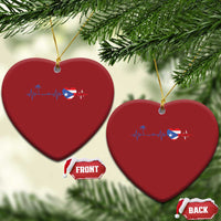 Puerto Rico Flag Christmas Ornament Heartbeat EKG Pulse Boricua Pride Summer Beach - Wonder Print Shop