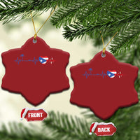 Puerto Rico Flag Christmas Ornament Heartbeat EKG Pulse Boricua Pride Summer Beach - Wonder Print Shop
