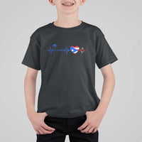 Puerto Rico Flag T Shirt For Kid Heartbeat EKG Pulse Boricua Pride Summer Beach - Wonder Print Shop