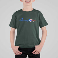 Puerto Rico Flag T Shirt For Kid Heartbeat EKG Pulse Boricua Pride Summer Beach - Wonder Print Shop