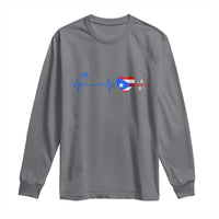 Puerto Rico Flag Long Sleeve Shirt Heartbeat EKG Pulse Boricua Pride Summer Beach - Wonder Print Shop
