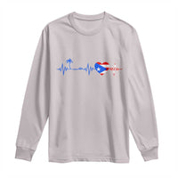 Puerto Rico Flag Long Sleeve Shirt Heartbeat EKG Pulse Boricua Pride Summer Beach - Wonder Print Shop