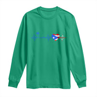 Puerto Rico Flag Long Sleeve Shirt Heartbeat EKG Pulse Boricua Pride Summer Beach - Wonder Print Shop