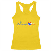 Puerto Rico Flag Racerback Tank Top Heartbeat EKG Pulse Boricua Pride Summer Beach - Wonder Print Shop