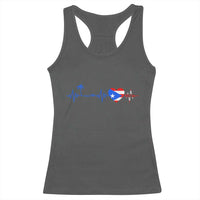 Puerto Rico Flag Racerback Tank Top Heartbeat EKG Pulse Boricua Pride Summer Beach - Wonder Print Shop