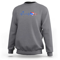Puerto Rico Flag Sweatshirt Heartbeat EKG Pulse Boricua Pride Summer Beach - Wonder Print Shop