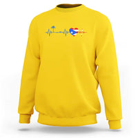 Puerto Rico Flag Sweatshirt Heartbeat EKG Pulse Boricua Pride Summer Beach - Wonder Print Shop