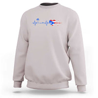 Puerto Rico Flag Sweatshirt Heartbeat EKG Pulse Boricua Pride Summer Beach - Wonder Print Shop