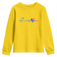Puerto Rico Flag Youth Sweatshirt Heartbeat EKG Pulse Boricua Pride Summer Beach - Wonder Print Shop