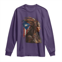Puerto Rico Taino Warrior Woman Long Sleeve Shirt Boricua Pride