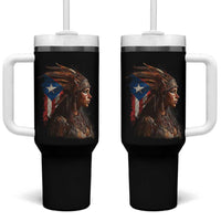 Puerto Rico Taino Warrior Woman Tumbler With Handle Boricua Pride