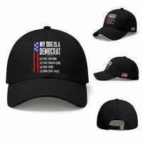 My Dog Is A Democrat Funny Political Satire Baseball Cap Patriotic Dog Lover Graphic Subtle FDT Humor