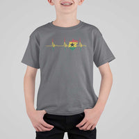 Heart Ghana Flag T Shirt For Kid Heartbeat EKG Pulse Proud Ghanaian