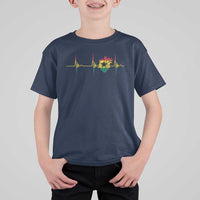 Heart Ghana Flag T Shirt For Kid Heartbeat EKG Pulse Proud Ghanaian