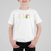 Heart Ghana Flag T Shirt For Kid Heartbeat EKG Pulse Proud Ghanaian
