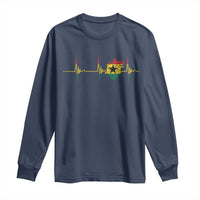 Heart Ghana Flag Long Sleeve Shirt Heartbeat EKG Pulse Proud Ghanaian