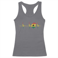 Heart Ghana Flag Racerback Tank Top Heartbeat EKG Pulse Proud Ghanaian