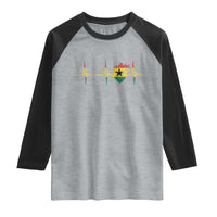 Heart Ghana Flag Raglan Shirt Heartbeat EKG Pulse Proud Ghanaian
