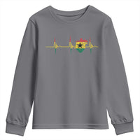 Heart Ghana Flag Youth Sweatshirt Heartbeat EKG Pulse Proud Ghanaian