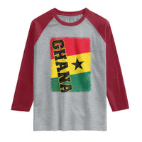 Vintage Distressed Ghana Flag Raglan Shirt Ghanaian Heritage Africa Ghanese Roots