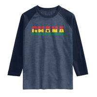 Ghana Flag Raglan Shirt Varsity Lettering Design Ghanaian Pride Heritage Graphic
