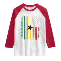 Ghana American Flag Raglan Shirt Vintage Ghanaian Pride Heritage Graphic for Ghanaian Americans